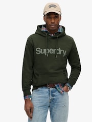 Superdry Army Khaki 100% Cotton Core Logo City Hoodie - Image 1 of 6