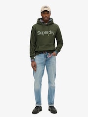 Superdry Army Khaki 100% Cotton Core Logo City Hoodie - Image 3 of 6