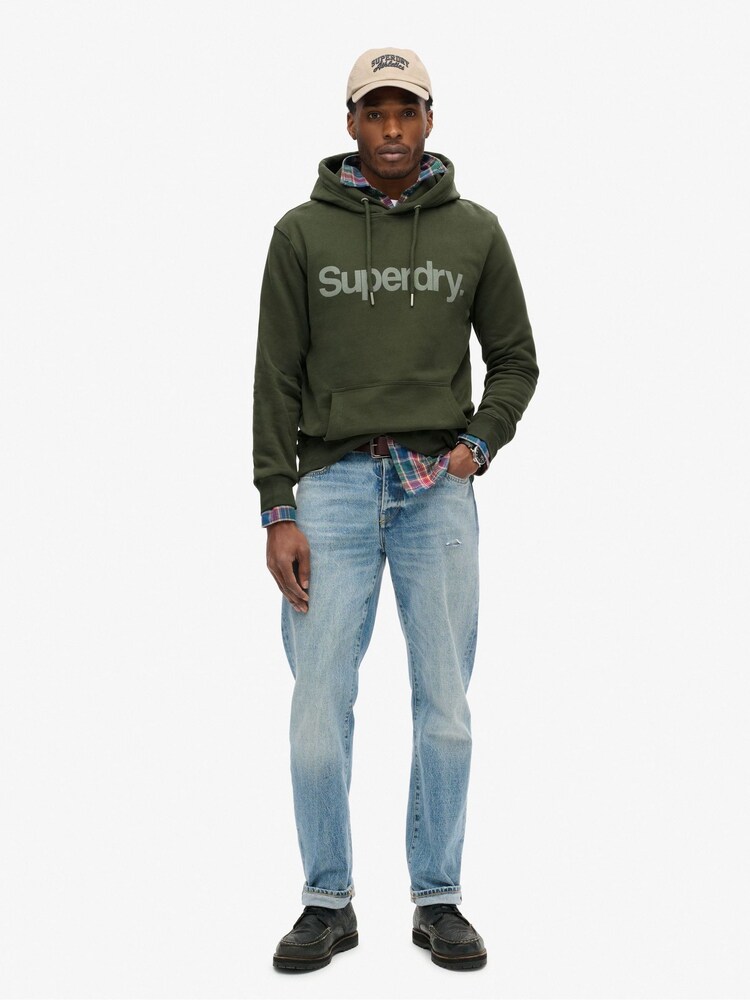 Superdry Army Khaki 100% Cotton Core Logo City Hoodie - Image 3 of 6