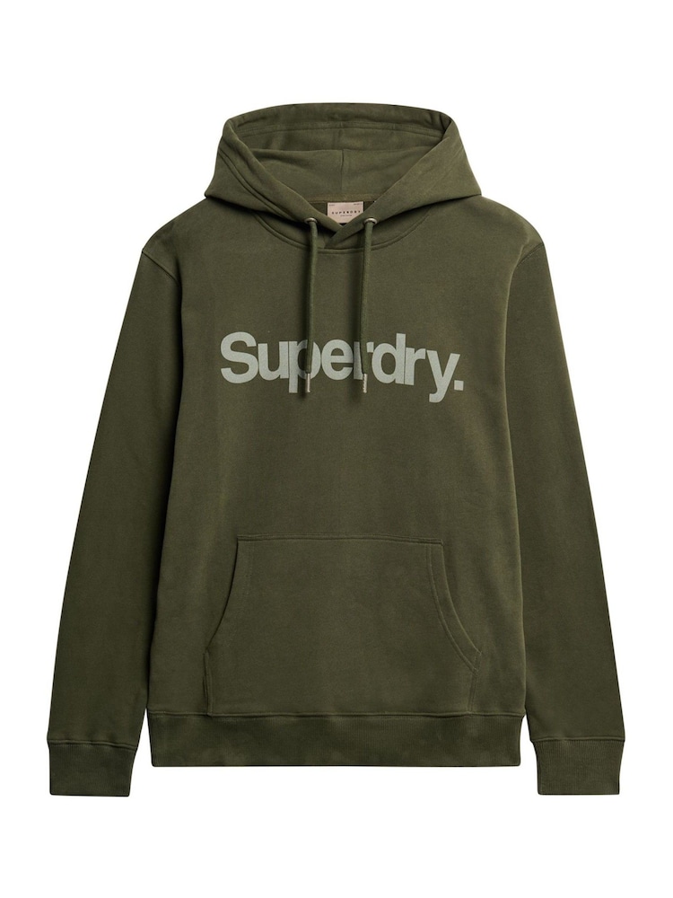 Superdry Army Khaki 100% Cotton Core Logo City Hoodie - Image 5 of 6