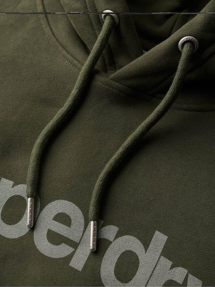 Superdry Army Khaki 100% Cotton Core Logo City Hoodie - Image 6 of 6