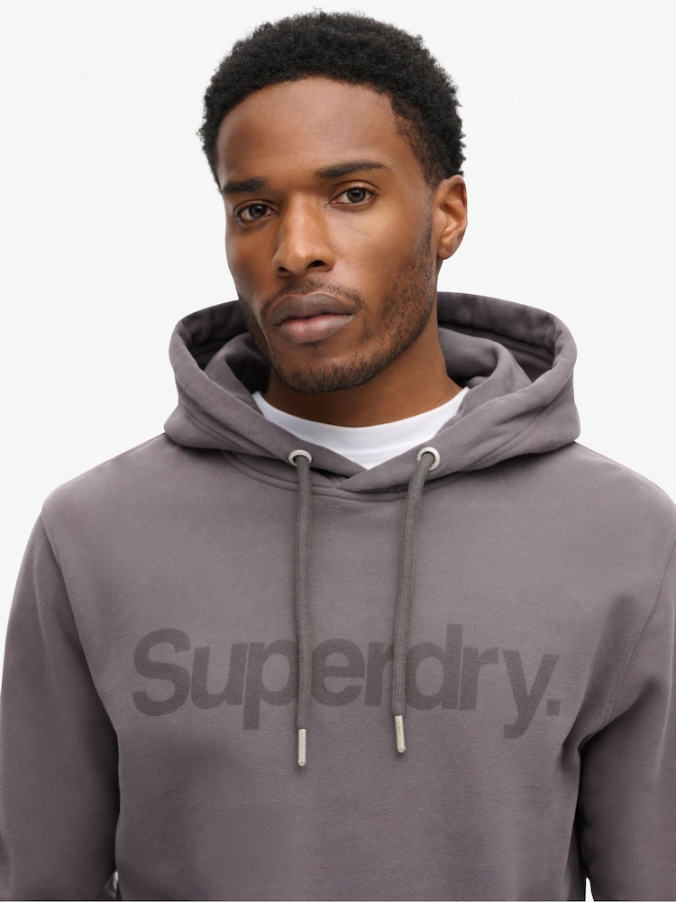 Superdry Rock Dark Grey 100% Cotton Core Logo City Hoodie - Image 3 of 4