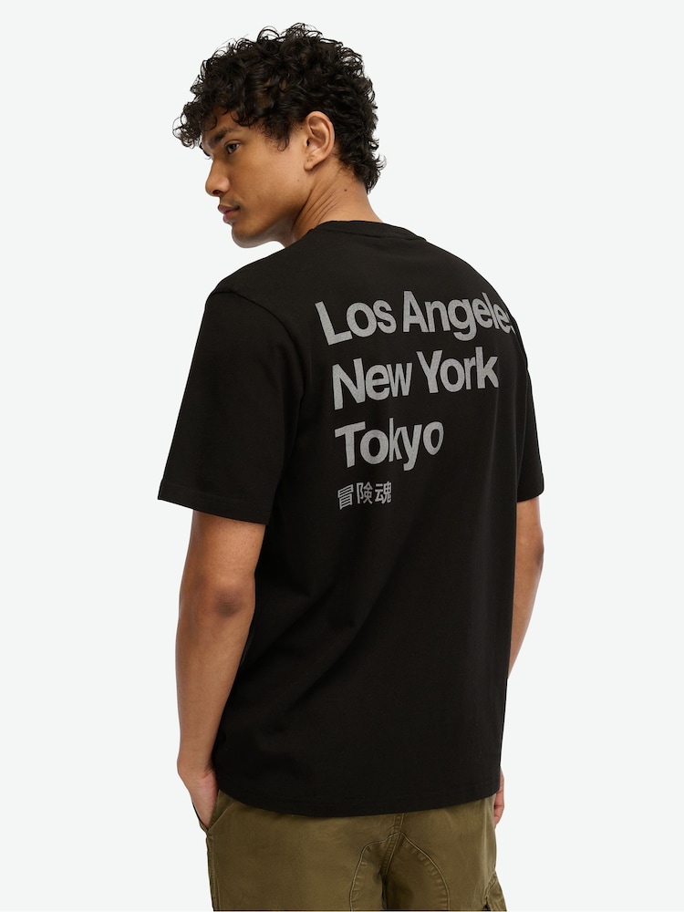 Superdry Black Loose 100% Cotton Core Logo City T-Shirt - Image 2 of 6