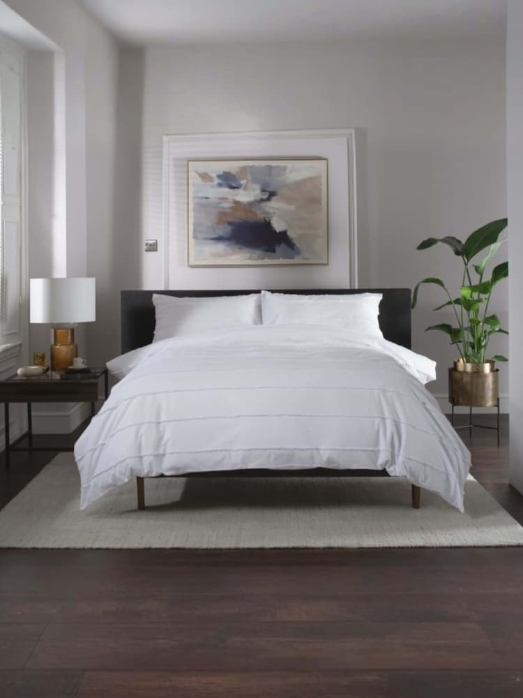 The Lyndon Company White On The Line Duvet Cover and Pillowcase Set - Image 1 of 5 The Lyndon Company White On The Line Duvet Cover and Pillowcase Set - Image 1 of 5