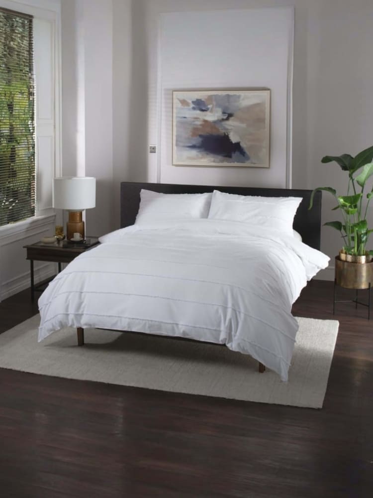 The Lyndon Company White On The Line Duvet Cover and Pillowcase Set - Image 2 of 5 The Lyndon Company White On The Line Duvet Cover and Pillowcase Set - Image 2 of 5