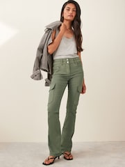 Khaki Green Cargo Bootcut Lift Slim and Shape Jeans - Image 1 of 5
