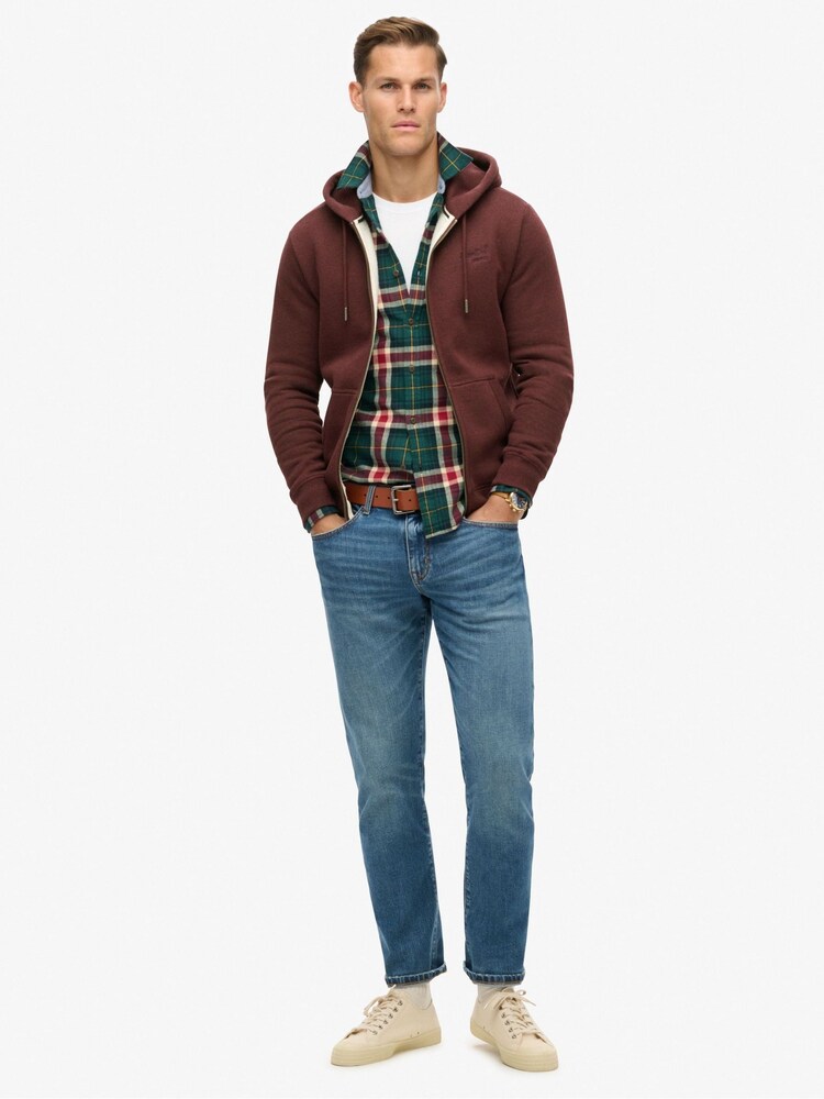 Superdry Red Port Marl Essential Logo Zip-Up Hoodie - Image 2 of 5