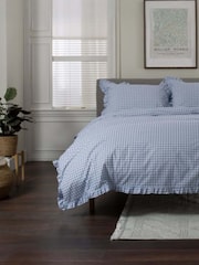 The Lyndon Company Fog Gingham Frilled Duvet Cover and Pillowcase Set - Image 2 of 4