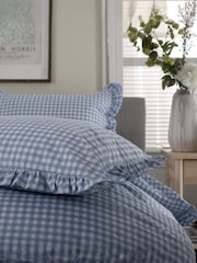 The Lyndon Company Fog Gingham Frilled Duvet Cover and Pillowcase Set - Image 4 of 4
