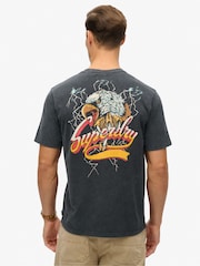 Superdry Mid Back in Black Loose 100% Cotton Biker Rock Graphic T-Shirt - Image 2 of 7