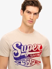 Superdry Cream Flocked Faded Graphic T-Shirt - Image 2 of 5