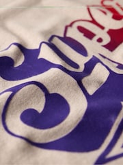 Superdry Cream Flocked Faded Graphic T-Shirt - Image 4 of 5