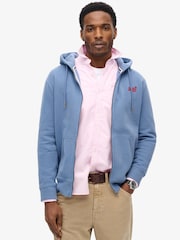 Superdry Moonlight Blue Essential Logo Zip-Up Hoodie - Image 1 of 6