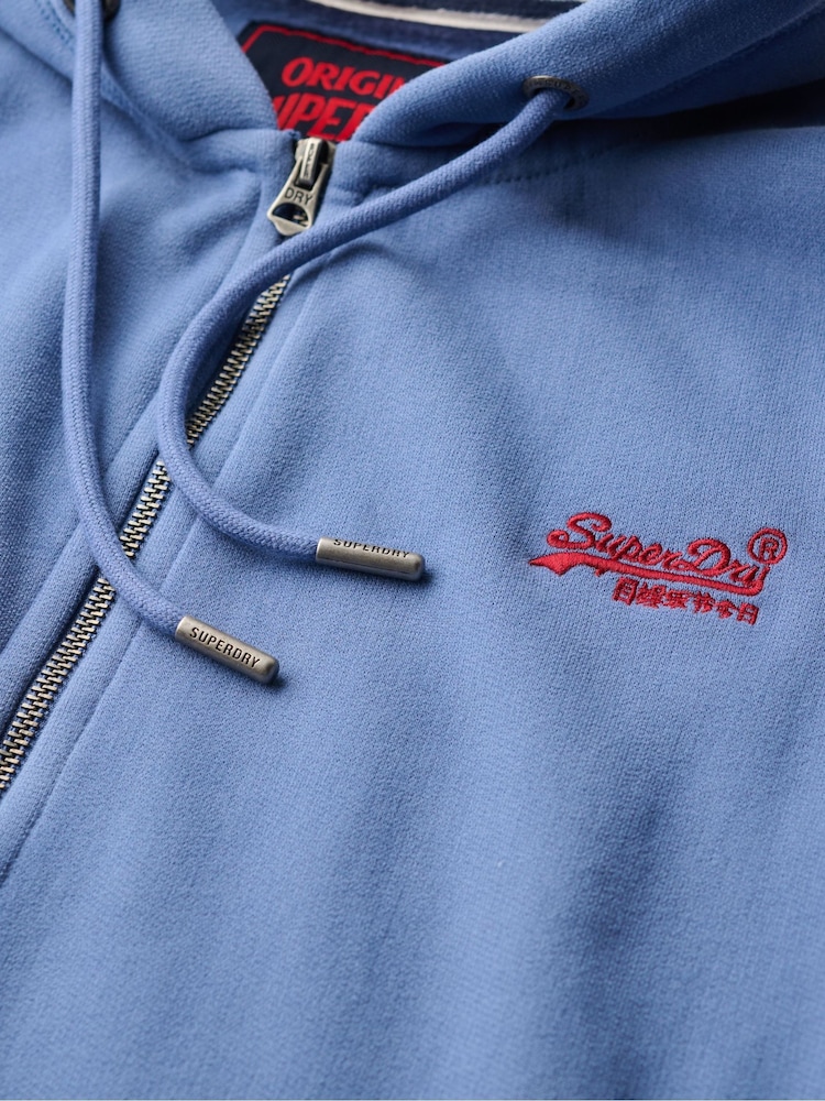 Superdry Moonlight Blue Essential Logo Zip-Up Hoodie - Image 6 of 6
