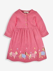 JoJo Maman Bébé Raspberry Pink Sausage Dog Appliqué Button Front Dress - Image 1 of 3