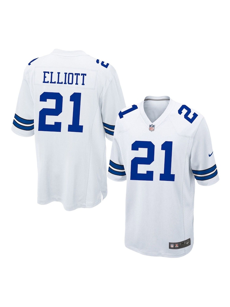 Nike White NFL Dallas Cowboys Road Game Jersey - Ezekiel Elliott - Image 1 of 1