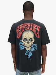 Superdry Heavy Metal Black Loose 100% Cotton Biker Rock Graphic T-Shirt - Image 2 of 7