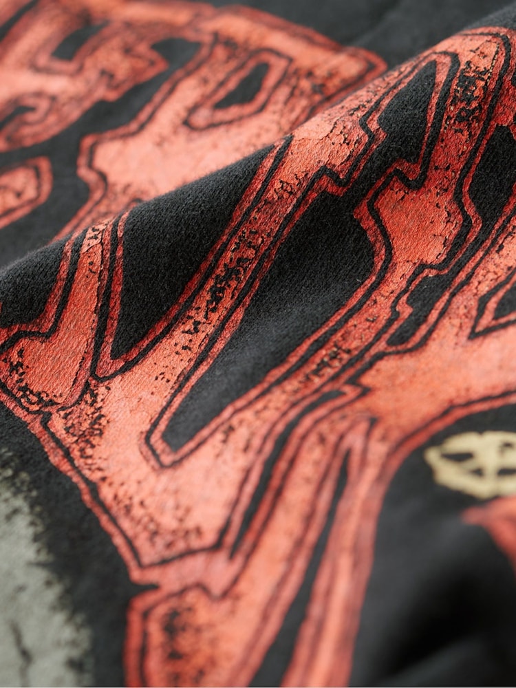 Superdry Heavy Metal Black Loose 100% Cotton Biker Rock Graphic T-Shirt - Image 6 of 7