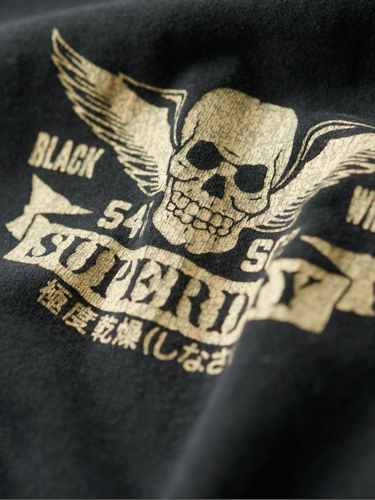 Superdry Heavy Metal Black Loose 100% Cotton Biker Rock Graphic T-Shirt - Image 7 of 7