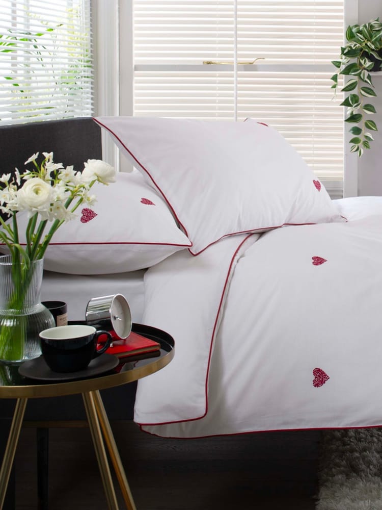 The Lyndon Company White Filigree Hearts Duvet Cover and Pillowcase Set - Image 1 of 5 The Lyndon Company White Filigree Hearts Duvet Cover and Pillowcase Set - Image 1 of 5