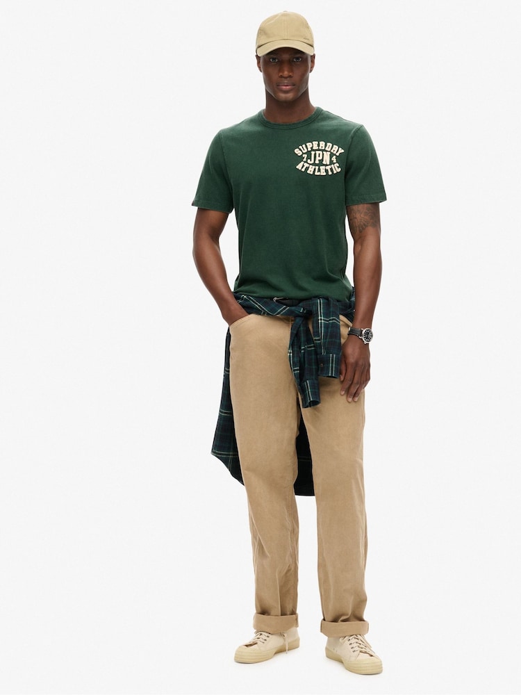 Superdry Green 100% Cotton Vintage Athletic Chest Short Sleeve T-Shirt - Image 2 of 6