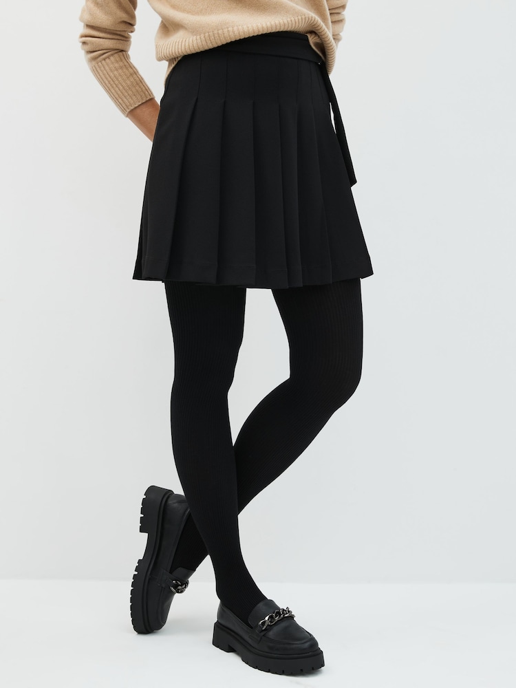 Black Ribbed Thermal 100D Tights - Image 1 of 2