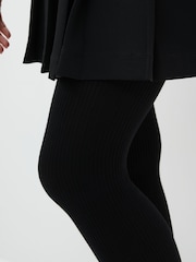 Black Ribbed Thermal 100D Tights - Image 2 of 2
