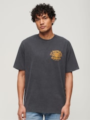 Superdry Black Loose 100% Cotton Biker Rock Graphic T-Shirt - Image 2 of 6