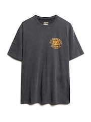 Superdry Black Loose 100% Cotton Biker Rock Graphic T-Shirt - Image 4 of 6