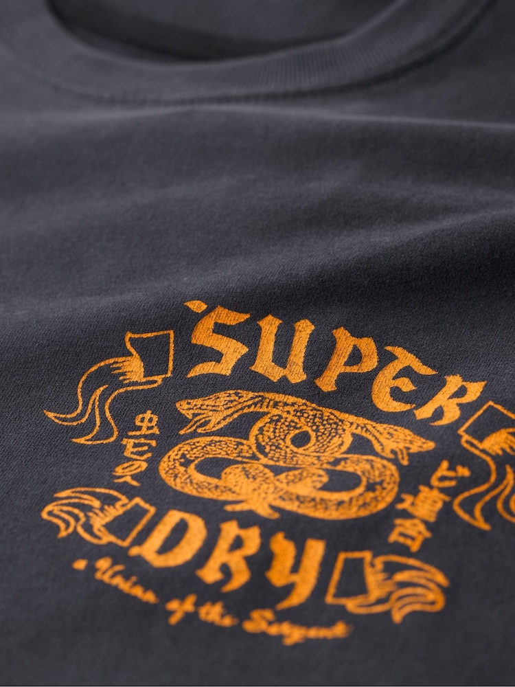 Superdry Black Loose 100% Cotton Biker Rock Graphic T-Shirt - Image 5 of 6