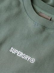 Superdry Stormy Weather Blue Army Khaki Micro Logo Graphic Loose Crew Neck Sweatshirt - Image 4 of 4