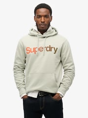 Superdry Puritan Grey Loose Core Logo Fade 100% Cotton Hoodie - Image 1 of 5