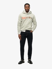 Superdry Puritan Grey Loose Core Logo Fade 100% Cotton Hoodie - Image 2 of 5