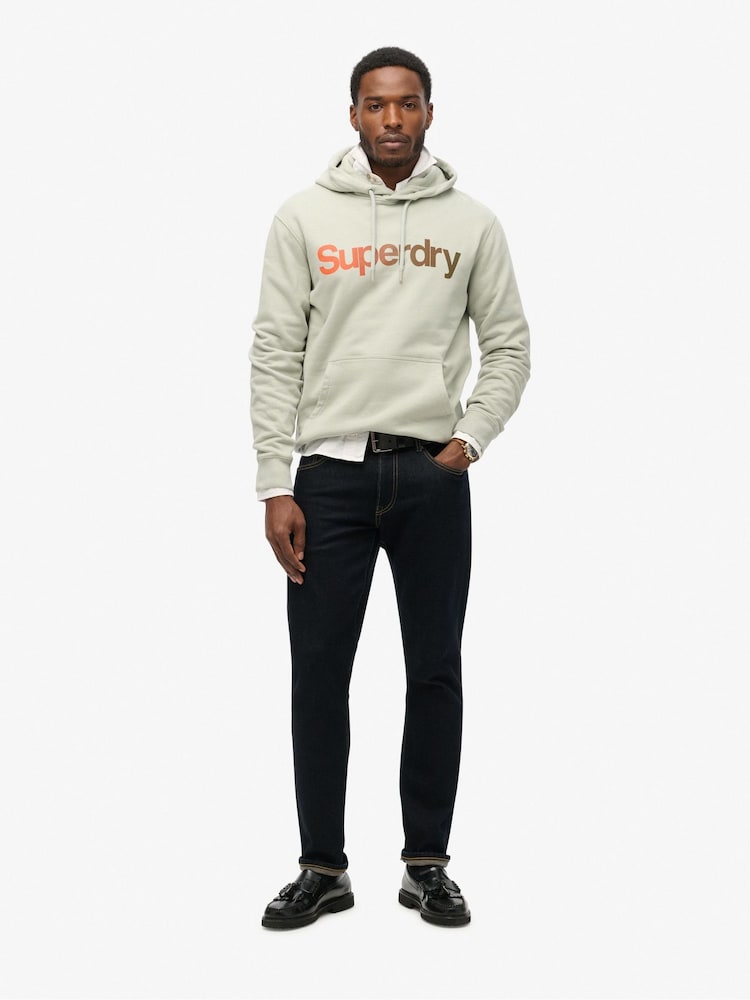 Superdry Puritan Grey Loose Core Logo Fade 100% Cotton Hoodie - Image 2 of 5 Superdry Puritan Grey Loose Core Logo Fade 100% Cotton Hoodie - Image 2 of 5