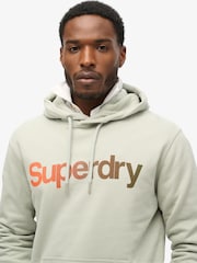 Superdry Puritan Grey Loose Core Logo Fade 100% Cotton Hoodie - Image 3 of 5