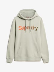 Superdry Puritan Grey Loose Core Logo Fade 100% Cotton Hoodie - Image 4 of 5