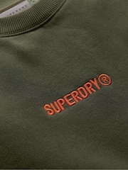 Superdry Army Khaki Army Khaki Micro Logo Graphic Loose Crew Neck Sweatshirt - Image 4 of 4