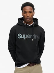 Superdry Black Loose Core Logo Fade 100% Cotton Hoodie - Image 1 of 7