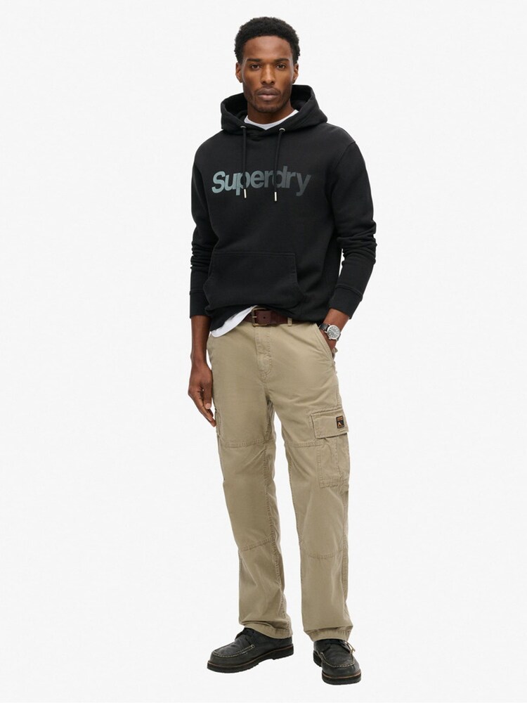 Superdry Black Loose Core Logo Fade 100% Cotton Hoodie - Image 3 of 7