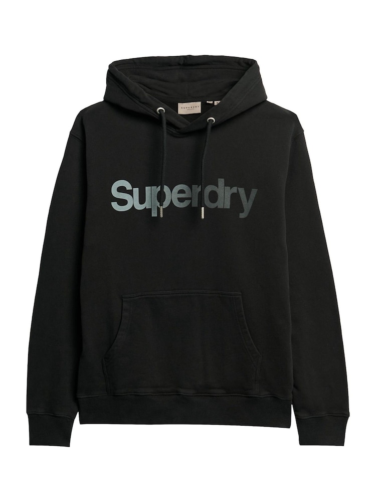 Superdry Black Loose Core Logo Fade 100% Cotton Hoodie - Image 5 of 7