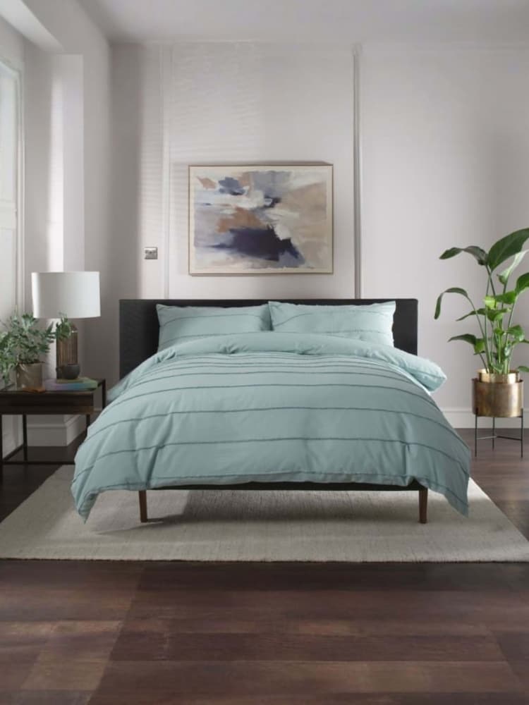 The Lyndon Company Duck Egg On The Line Duvet Cover and Pillowcase Set - Image 1 of 5 The Lyndon Company Duck Egg On The Line Duvet Cover and Pillowcase Set - Image 1 of 5