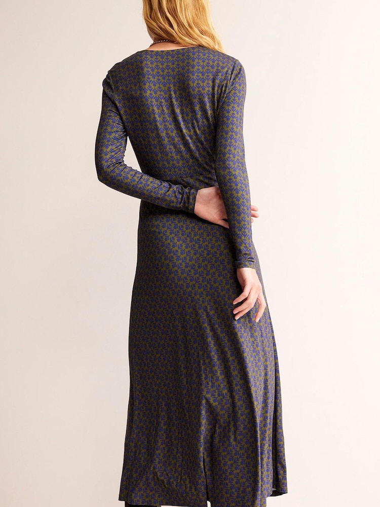 Boden Blue Long Sleeve Jersey Tea Dress - Image 2 of 5