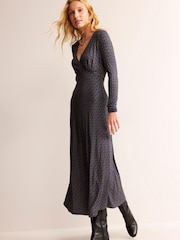 Boden Blue Long Sleeve Jersey Tea Dress - Image 3 of 5