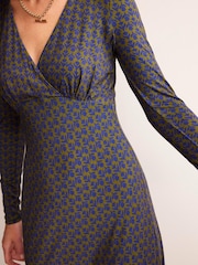 Boden Blue Long Sleeve Jersey Tea Dress - Image 4 of 5