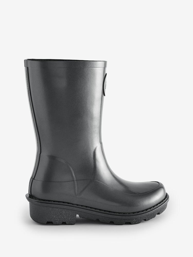 FitFlop Kids Junior Wonderwelly Pearlized Rain Black Wellies - Image 1 of 4