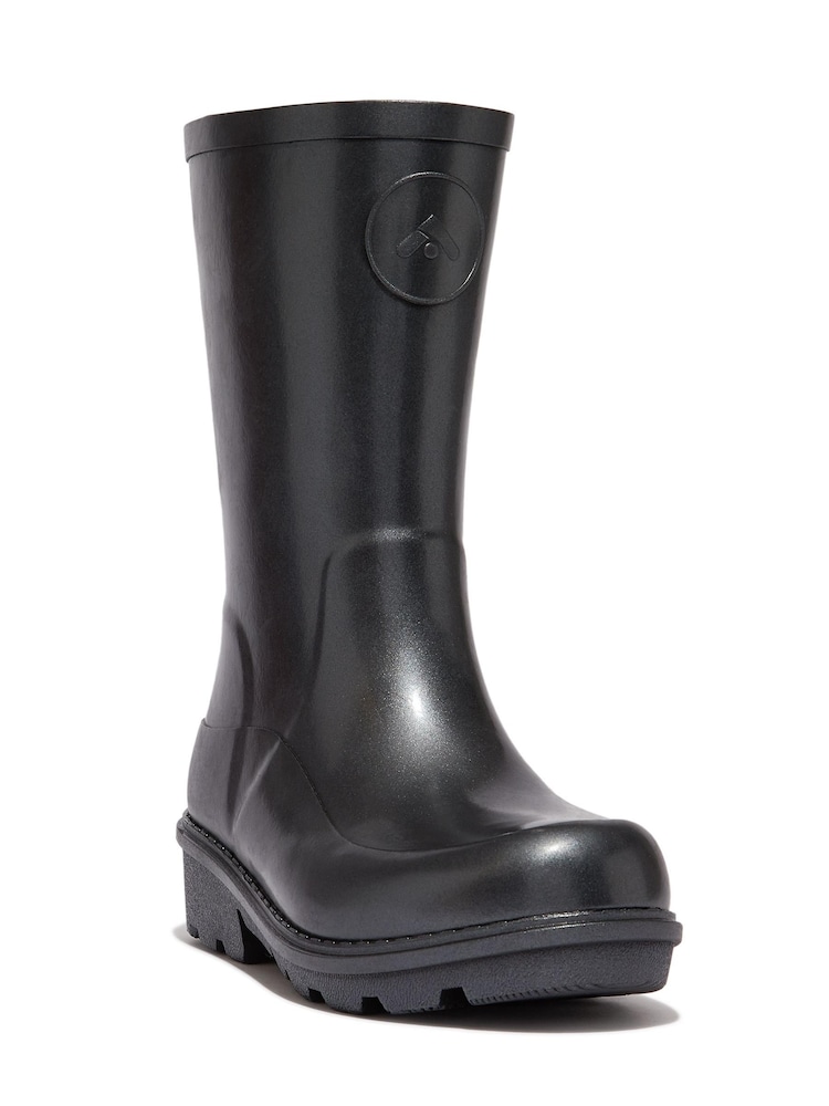 FitFlop Kids Junior Wonderwelly Pearlized Rain Black Wellies - Image 2 of 4