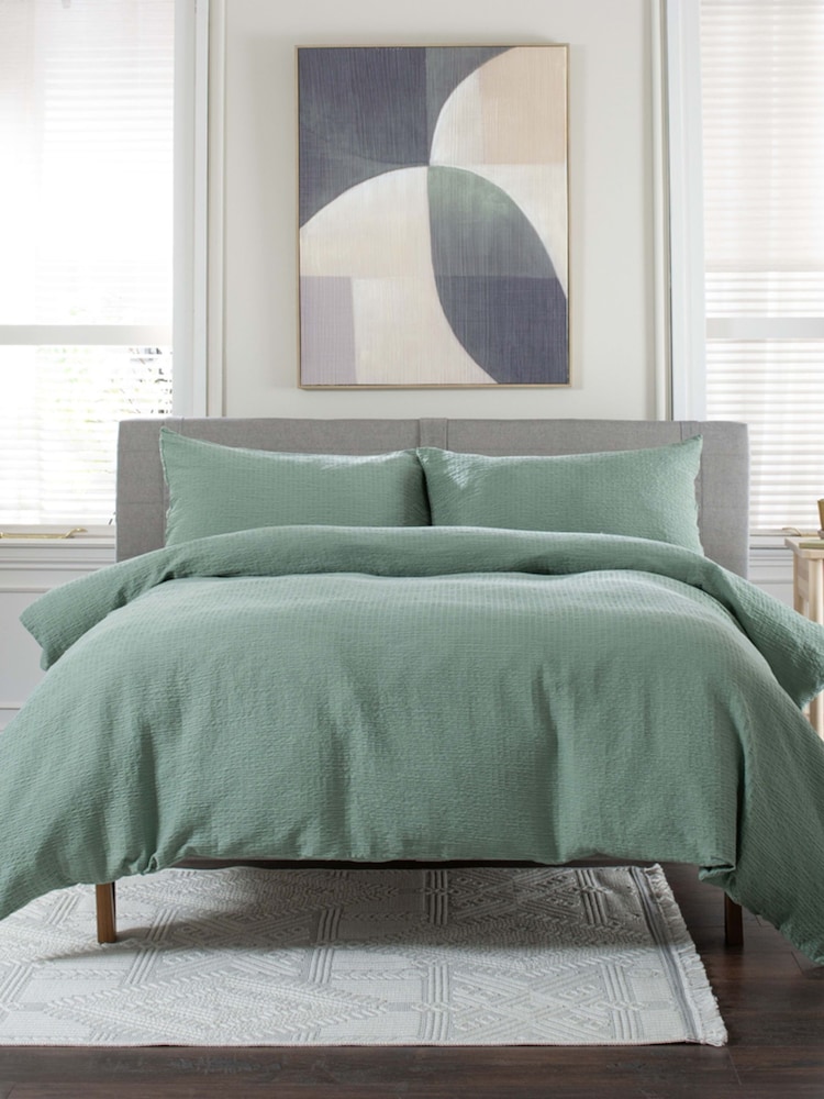 The Lyndon Company Green Tilly Texture Duvet Cover and Pillowcase Set - Image 1 of 4
