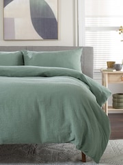 The Lyndon Company Green Tilly Texture Duvet Cover and Pillowcase Set - Image 2 of 4