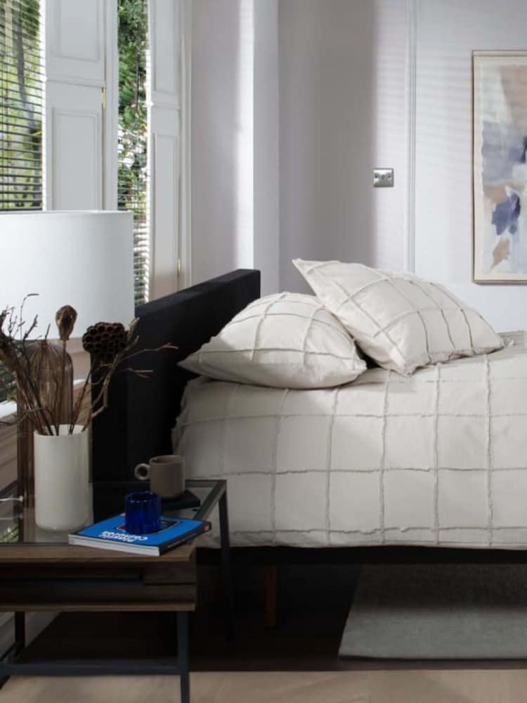 The Lyndon Company Natural Square Up Duvet Cover and Pillowcase Set - Image 1 of 6