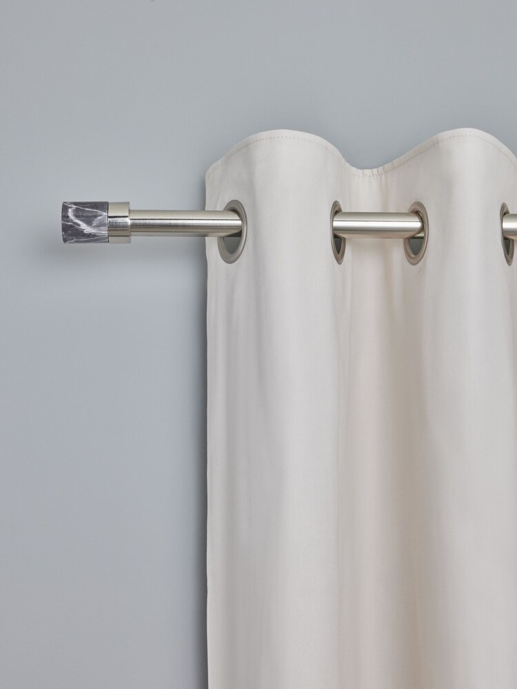 Brushed Silver Marble Finial Extendable Curtain Pole Kit - Image 1 of 2